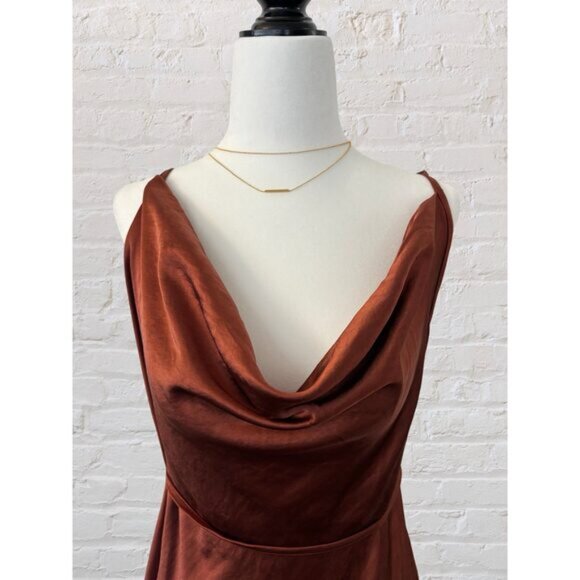 Motel Rocks Pavila Slip Mini Dress in Rust  Large - Picture 3 of 14
